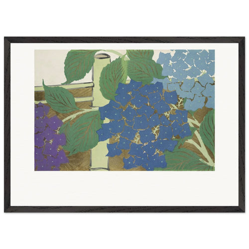 Hydrangea from Momoyogusa-Flowers of a Hundred Generations (1890-1900) by Kamisaka Sekka. Archival Print on Museum Quality Matte Paper. Premium Wood Framed Wall Art. Original Aspect Ratio