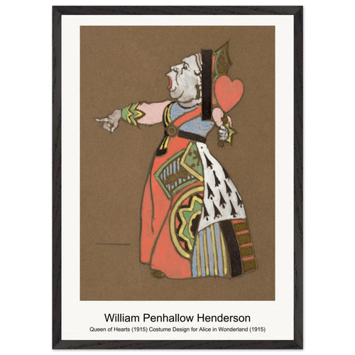 Queen of Hearts (1915) Costume Design for Alice in Wonderland (1915) by William Penhallow Henderson. Archival Print on Museum Quality Matte Paper. Premium Wood Framed Wall Art. Optimised Aspect Ratio.