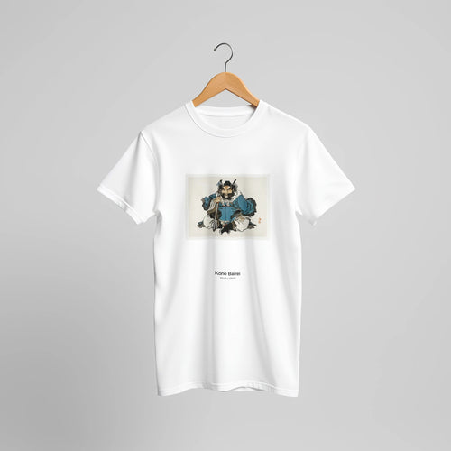 Warrior (1913) by Kōno Bairei. Custom Print on a 100% Airlume Combed and Ring-Spun Cotton Unisex Crewneck T-shirt Original Aspect Ratio