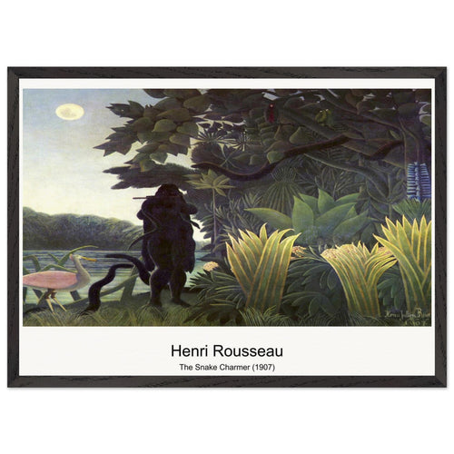 The Snake Charmer (1907) by Henri Rousseau. Archival Print on Museum Quality Matte Paper. Premium Wood Framed Wall Art. Optimised Aspect Ratio.