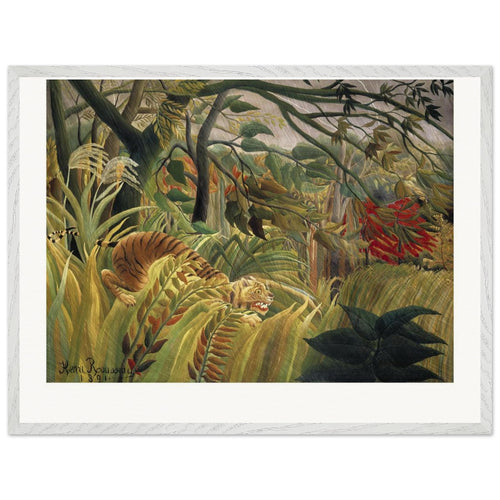 Tiger in a Tropical Storm (1891) by Henri Rousseau. Archival Print on Museum Quality Matte Paper. Premium Wood Framed Wall Art. Original Aspect Ratio