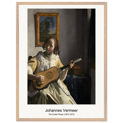The Guitar Player (1670-1672) by Johannes Vermeer. Archival Print on Museum Quality Matte Paper. Premium Wood Framed Wall Art. Optimised Aspect Ratio.