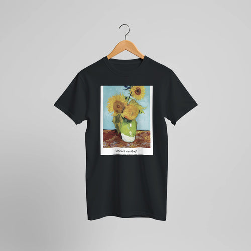 Terrace in the Luxembourg Gardens (1886) by Vincent van Gogh. Custom Print on a 100% Airlume Combed and Ring-Spun Cotton Unisex Crewneck T-shirt Optimised Aspect Ratio.