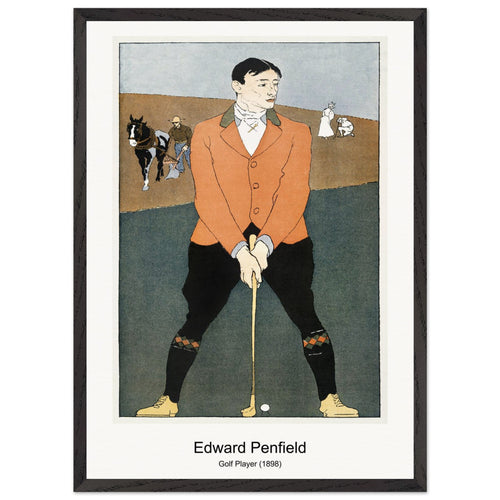 Golf Player (1898) by Edward Penfield. Archival Print on Museum Quality Matte Paper. Premium Wood Framed Wall Art. Optimised Aspect Ratio.