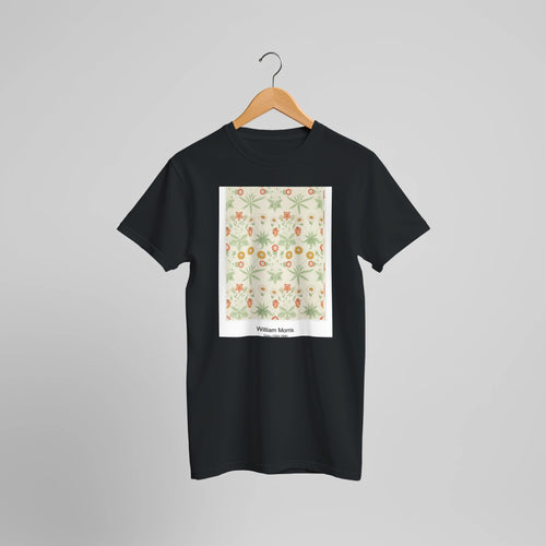 Wild Tulip (1896) by William Morris. Custom Print on a 100% Airlume Combed and Ring-Spun Cotton Unisex Crewneck T-shirt Optimised Aspect Ratio.