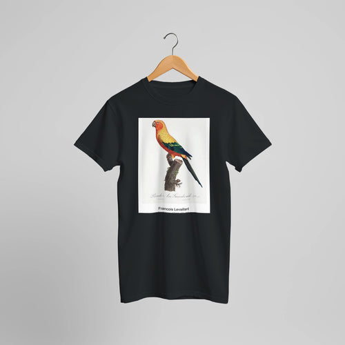 Natural History of Parrots (1801-1805) by François Levaillant. Custom Print on a 100% Airlume Combed and Ring-Spun Cotton Unisex Crewneck T-shirt Optimised Aspect Ratio.