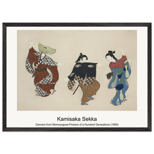 Dancers from Momoyogusa-Flowers of a Hundred Generations (1909) by Kamisaka Sekka. Archival Print on Museum Quality Matte Paper. Premium Wood Framed Wall Art. Original Aspect Ratio