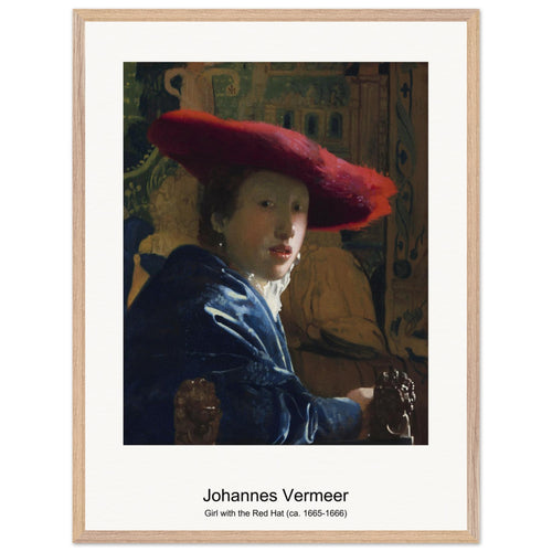 Girl with the Red Hat (ca. 1665-1666) by Johannes Vermeer. Archival Print on Museum Quality Matte Paper. Premium Wood Framed Wall Art. Original Aspect Ratio