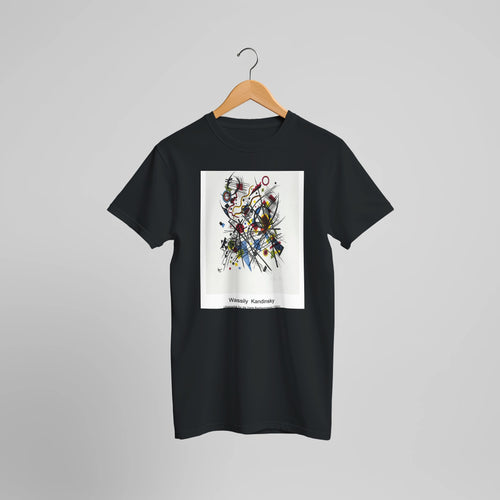 Landscape with Two Poplars (1912) by Wassily Kandinsky. Custom Print on a 100% Airlume Combed and Ring-Spun Cotton Unisex Crewneck T-shirt Optimised Aspect Ratio.