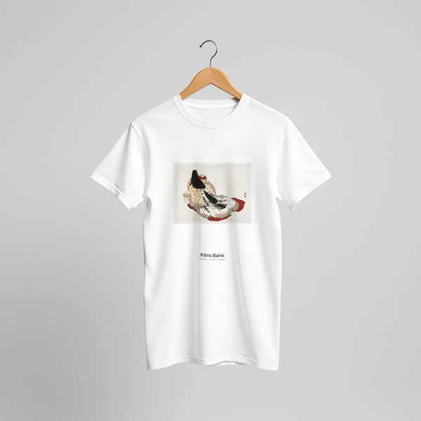 A lady in a kimono (1913) by Kōno Bairei. Custom Print on a 100% Airlume Combed and Ring-Spun Cotton Unisex Crewneck T-shirt Original Aspect Ratio