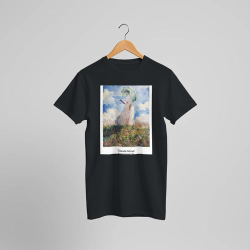 Suzanne Hoschedé (1886) by Claude Monet. Custom Print on a 100% Airlume Combed and Ring-Spun Cotton Unisex Crewneck T-shirt Optimised Aspect Ratio.