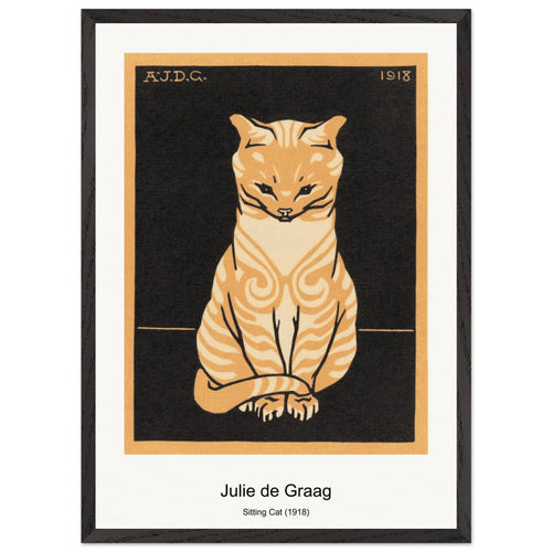 Sitting Cat (1918) by Julie de Graag. Archival Print on Museum Quality Matte Paper. Premium Wood Framed Wall Art. Original Aspect Ratio