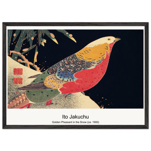 Golden Pheasant in the Snow (ca. 1900) by Ito Jakuchu. Archival Print on Museum Quality Matte Paper. Premium Wood Framed Wall Art. Optimised Aspect Ratio.