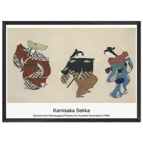 Dancers from Momoyogusa-Flowers of a Hundred Generations (1909) by Kamisaka Sekka. Archival Print on Museum Quality Matte Paper. Premium Wood Framed Wall Art. Optimised Aspect Ratio.