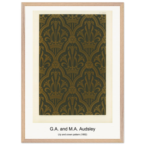 Lily and crown pattern (1892) by G. A. and M. A. Audsley. Archival Print on Museum Quality Matte Paper. Premium Wood Framed Wall Art. Optimised Aspect Ratio.