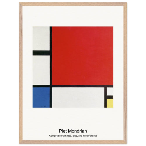 Composition with Red, Blue, and Yellow (1930) by Piet Mondrian. Archival Print on Museum Quality Matte Paper. Premium Wood Framed Wall Art. Original Aspect Ratio