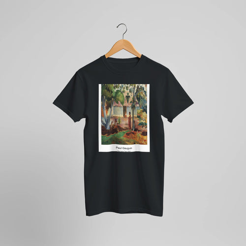 Fruit Dish on a Garden Chair (ca. 1890) by Paul Gauguin. Custom Print on a 100% Airlume Combed and Ring-Spun Cotton Unisex Crewneck T-shirt Optimised Aspect Ratio.