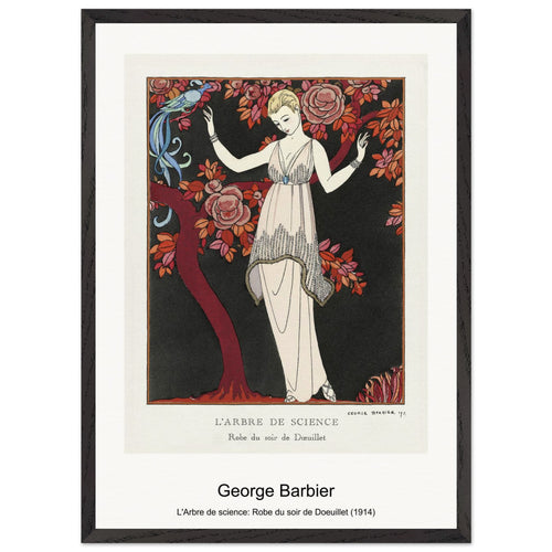 L'Arbre de science: Robe du soir de Doeuillet (1914) by George Barbier. Archival Print on Museum Quality Matte Paper. Premium Wood Framed Wall Art. Original Aspect Ratio