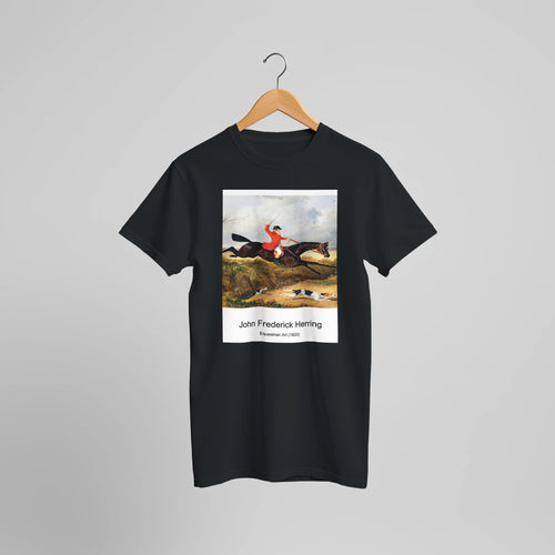 Equestrian Art (1820) by John Frederick Herring. Custom Print on a 100% Airlume Combed and Ring-Spun Cotton Unisex Crewneck T-shirt Optimised Aspect Ratio.