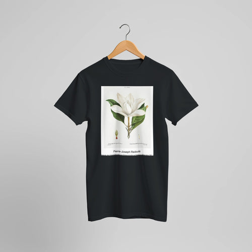 Madonna Lily from Choix des plus belles fleurs (1827) by Pierre-Joseph Redouté. Custom Print on a 100% Airlume Combed and Ring-Spun Cotton Unisex Crewneck T-shirt Optimised Aspect Ratio.
