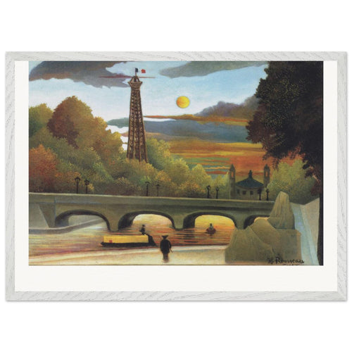 Seine and Eiffel-tower in the sunset (1910) by Henri Rousseau. Archival Print on Museum Quality Matte Paper. Premium Wood Framed Wall Art. Original Aspect Ratio