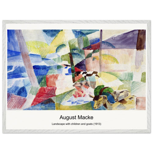 Landscape with children and goats (1913) by August Macke. Archival Print on Museum Quality Matte Paper. Premium Wood Framed Wall Art. Optimised Aspect Ratio.