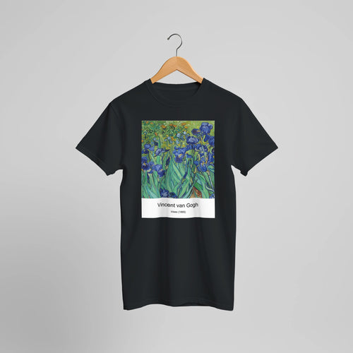 Flower Beds in Holland (c. 1883) by Vincent van Gogh. Custom Print on a 100% Airlume Combed and Ring-Spun Cotton Unisex Crewneck T-shirt Optimised Aspect Ratio.