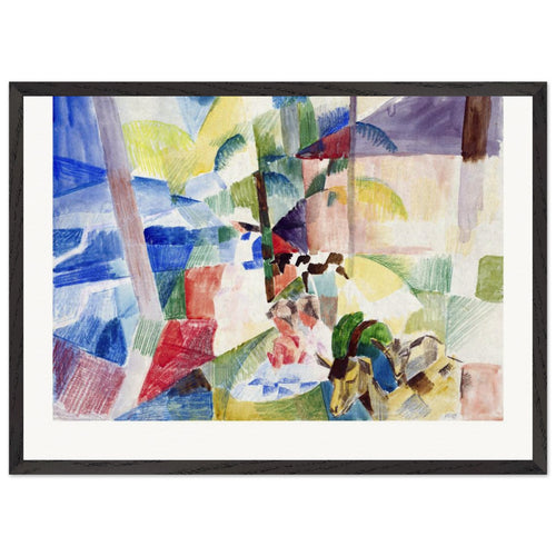 Landscape with children and goats (1913) by August Macke. Archival Print on Museum Quality Matte Paper. Premium Wood Framed Wall Art. Original Aspect Ratio