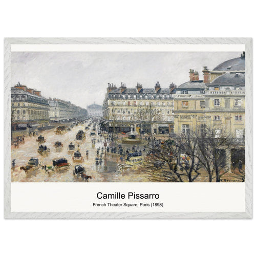 French Theater Square, Paris (1898) by Camille Pissarro. Archival Print on Museum Quality Matte Paper. Premium Wood Framed Wall Art. Optimised Aspect Ratio.