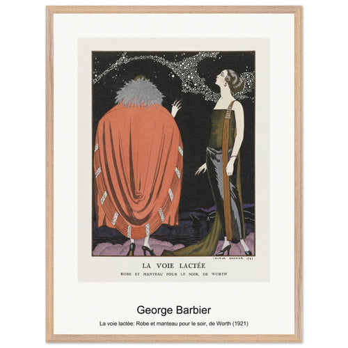 La voie lactée: Robe et manteau pour le soir, de Worth (1921) by George Barbier. Archival Print on Museum Quality Matte Paper. Premium Wood Framed Wall Art. Original Aspect Ratio