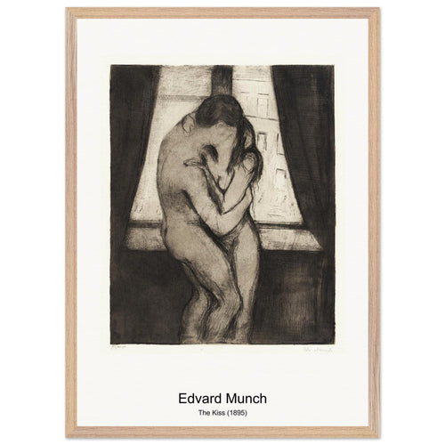 The Kiss (1895) by Edvard Munch. Archival Print on Museum Quality Matte Paper. Premium Wood Framed Wall Art. Original Aspect Ratio