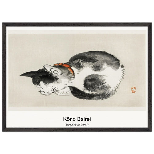Sleeping cat (1913) by Kōno Bairei. Archival Print on Museum Quality Matte Paper. Premium Wood Framed Wall Art. Optimised Aspect Ratio.