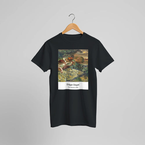 Four Dancers (1899) by Edgar Degas. Custom Print on a 100% Airlume Combed and Ring-Spun Cotton Unisex Crewneck T-shirt Optimised Aspect Ratio.