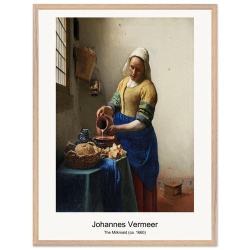 The Milkmaid (ca. 1660) by Johannes Vermeer. Archival Print on Museum Quality Matte Paper. Premium Wood Framed Wall Art. Optimised Aspect Ratio.