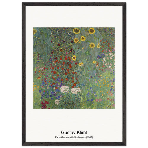Farm Garden with Sunflowers (1907) by Gustav Klimt. Archival Print on Museum Quality Matte Paper. Premium Wood Framed Wall Art. Original Aspect Ratio
