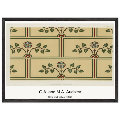 Floral brick pattern (1892) by G. A. and M. A. Audsley. Archival Print on Museum Quality Matte Paper. Premium Wood Framed Wall Art. Optimised Aspect Ratio.