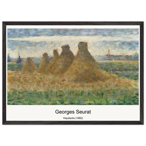 Haystacks (1882) by Georges Seurat. Archival Print on Museum Quality Matte Paper. Premium Wood Framed Wall Art. Optimised Aspect Ratio.