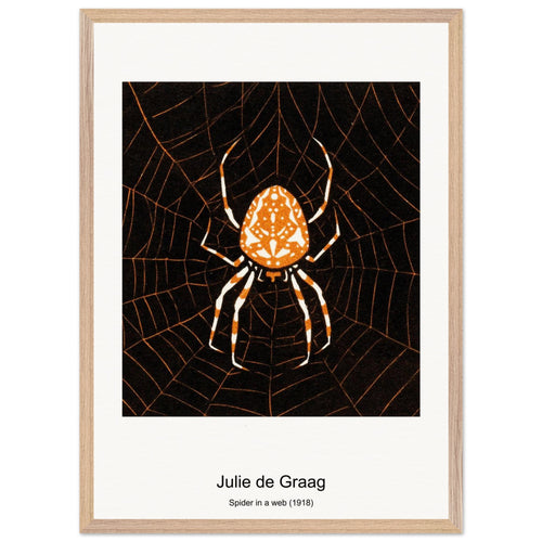 Spider in a web (1918) by Julie de Graag. Archival Print on Museum Quality Matte Paper. Premium Wood Framed Wall Art. Original Aspect Ratio