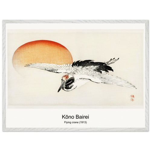 Flying crane (1913) by Kōno Bairei. Archival Print on Museum Quality Matte Paper. Premium Wood Framed Wall Art. Optimised Aspect Ratio.