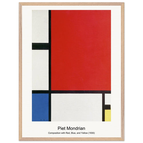 Composition with Red, Blue, and Yellow (1930) by Piet Mondrian. Archival Print on Museum Quality Matte Paper. Premium Wood Framed Wall Art. Optimised Aspect Ratio.