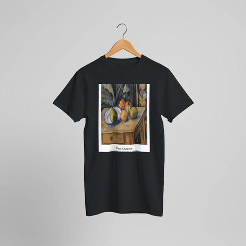 The Peppermint Bottle (ca. 1893-1895) by Paul Cézanne. Custom Print on a 100% Airlume Combed and Ring-Spun Cotton Unisex Crewneck T-shirt Optimised Aspect Ratio.
