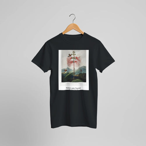 The Nodding Renealmia from The Temple of Flora (1807) by Robert John Thornton. Custom Print on a 100% Airlume Combed and Ring-Spun Cotton Unisex Crewneck T-shirt Optimised Aspect Ratio.