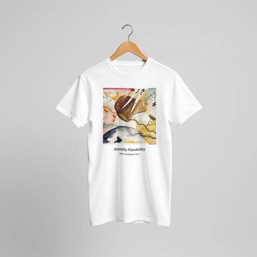 Murnau, Burggrabenstrasse 1 (1908) by Wassily Kandinsky. Custom Print on a 100% Airlume Combed and Ring-Spun Cotton Unisex Crewneck T-shirt Original Aspect Ratio