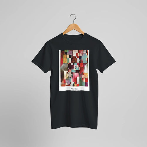 Autumn Flower (1922) by Paul Klee. Custom Print on a 100% Airlume Combed and Ring-Spun Cotton Unisex Crewneck T-shirt Optimised Aspect Ratio.