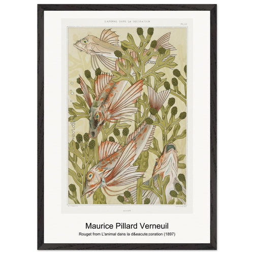 Rouget from L'animal dans la décoration (1897) by Maurice Pillard Verneuil. Archival Print on Museum Quality Matte Paper. Premium Wood Framed Wall Art. Original Aspect Ratio
