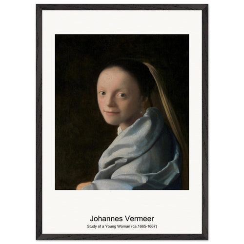 Study of a Young Woman (ca. 1665-1667) by Johannes Vermeer. Archival Print on Museum Quality Matte Paper. Premium Wood Framed Wall Art. Original Aspect Ratio