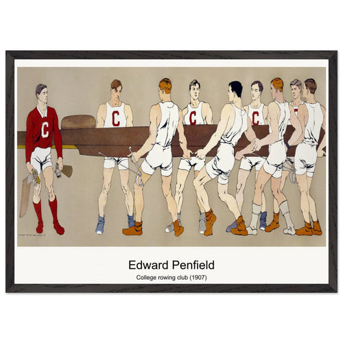 College rowing club (1907) by Edward Penfield. Archival Print on Museum Quality Matte Paper. Premium Wood Framed Wall Art. Optimised Aspect Ratio.