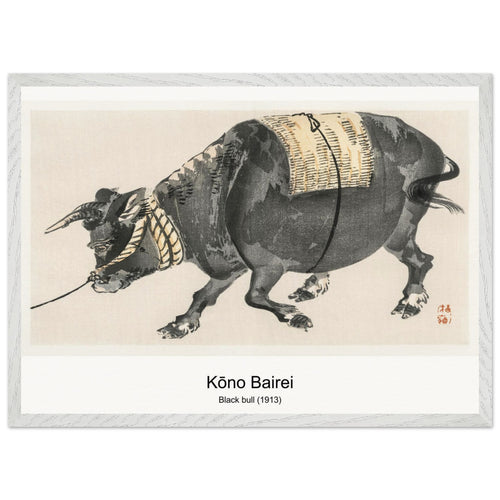 Black bull (1913) by Kōno Bairei. Archival Print on Museum Quality Matte Paper. Premium Wood Framed Wall Art. Optimised Aspect Ratio.