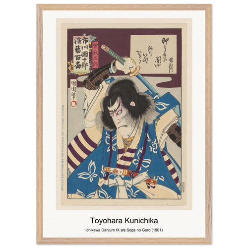 Ichikawa Danjuro IX als Soga no Goro (1901) by Toyohara Kunichika. Archival Print on Museum Quality Matte Paper. Premium Wood Framed Wall Art. Optimised Aspect Ratio.