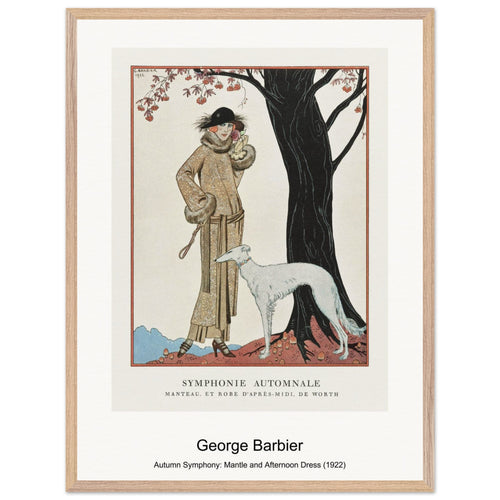 Autumn Symphony: Mantle and Afternoon Dress (1922) by George Barbier. Archival Print on Museum Quality Matte Paper. Premium Wood Framed Wall Art. Original Aspect Ratio